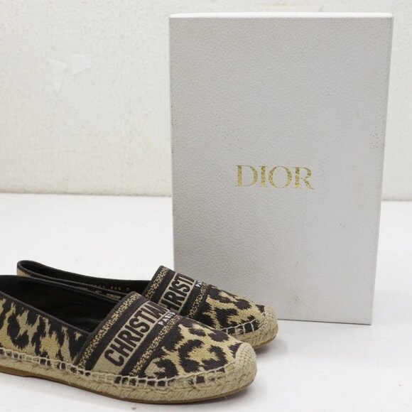 Christian Dior Women Logo Leopard Print Granville Espadrille - Picture 1 of 16